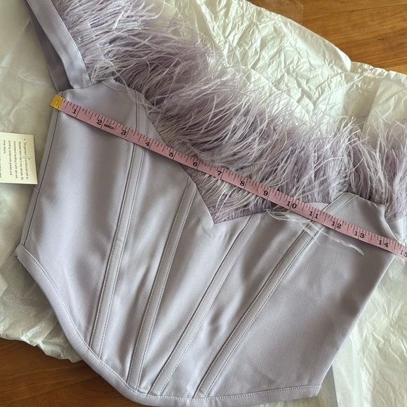 New Miss Circle Feather Top Oralia purple pastel lavender XS NWT Corset Ostrich - Picture 11 of 12